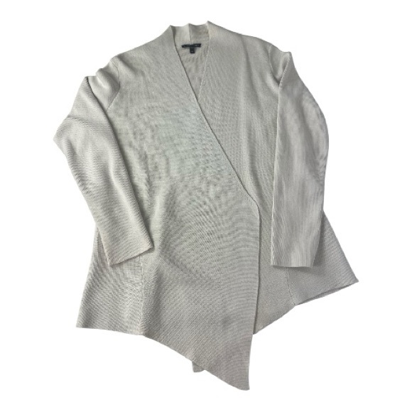 Eileen Fisher Sz M Cardigan Sweater Cream Silk Cotton Angled Front - Picture 4 of 14